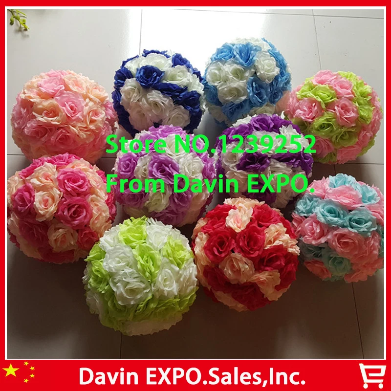 Yoshiko 50Pcs/Lot Silk Rose Artificial Flower Ball Kissing Ball For