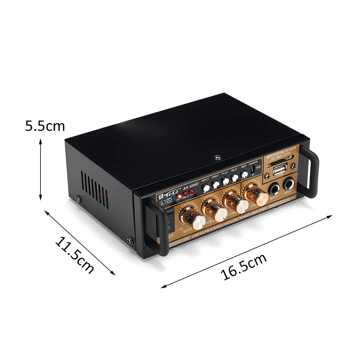 300W 12V/ 220V Mini HIFI Car Audio Amplificador Stereo Power Home Theater Audio Amplifier FM Radio USB/TF/SD 2CH LCD Display