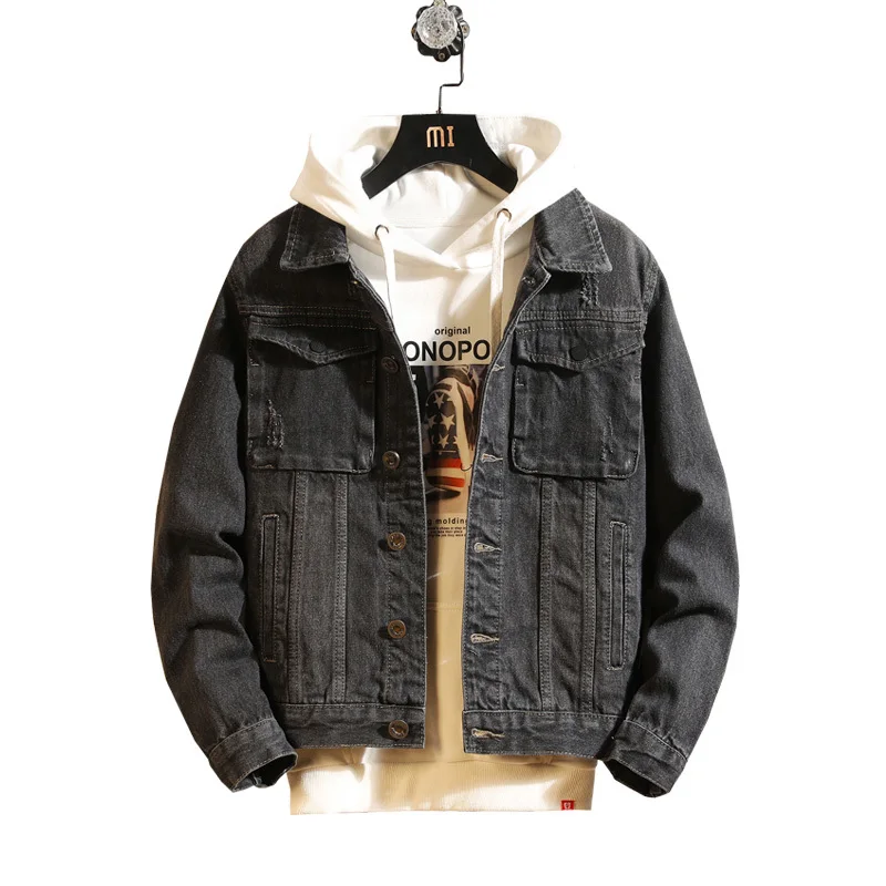 Spring Denim Jacket Men's Fashion Retro Solid Color Casual Slim Denim Jacket Man Streetwear Hip Hop Bomber Jacket Male Clothes Spring Denim Jacket Men's Fashion Retro Solid Color Casual Slim Denim Jacket Man Streetwear Hip Hop Bomber Jacket Male Clothes