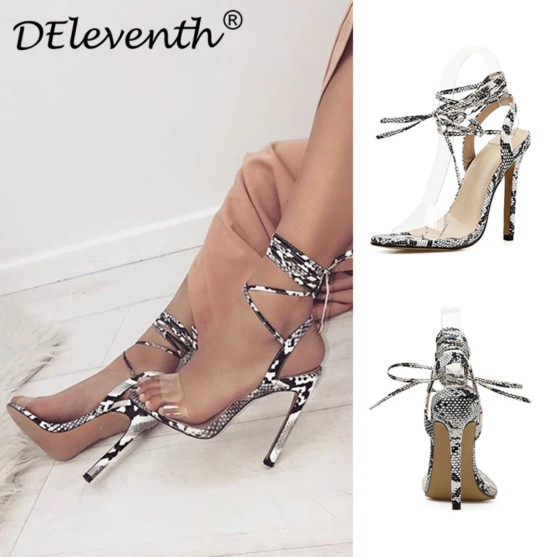

DEleventh 2018 New Cross Strappy Open Mouth High-Heeled Shoes Woman Sandals Summer Shoes Serpentine Sexy Party Dress Ladies Shoe