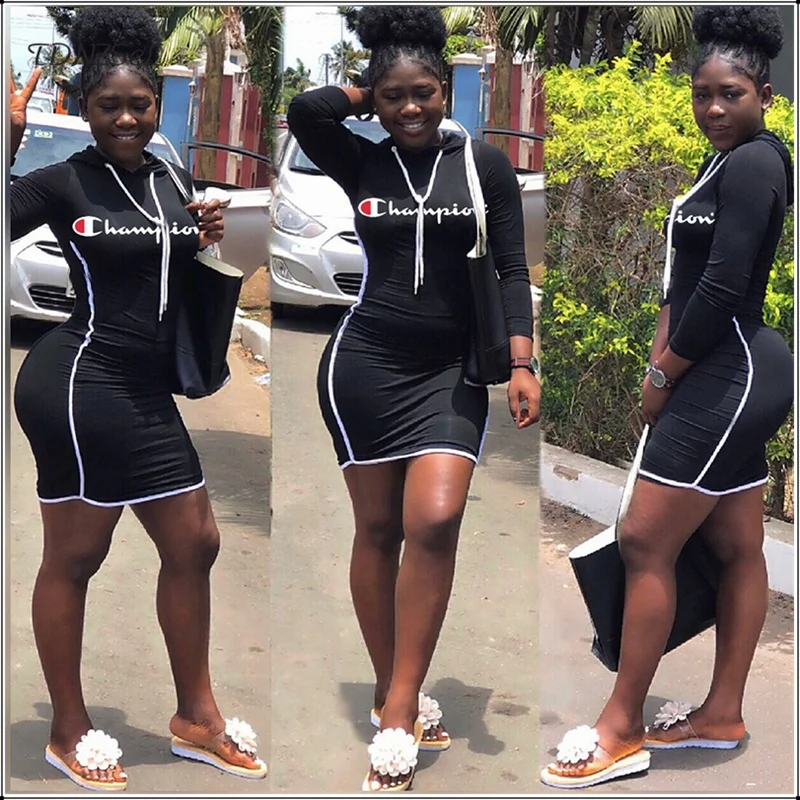 

Spring Autumn Women Bodycon Hoodie Dress Casual Long Sleeve Slim Female Short Mini Sweatshirt Dresses 2019 New Sexy Streetwear