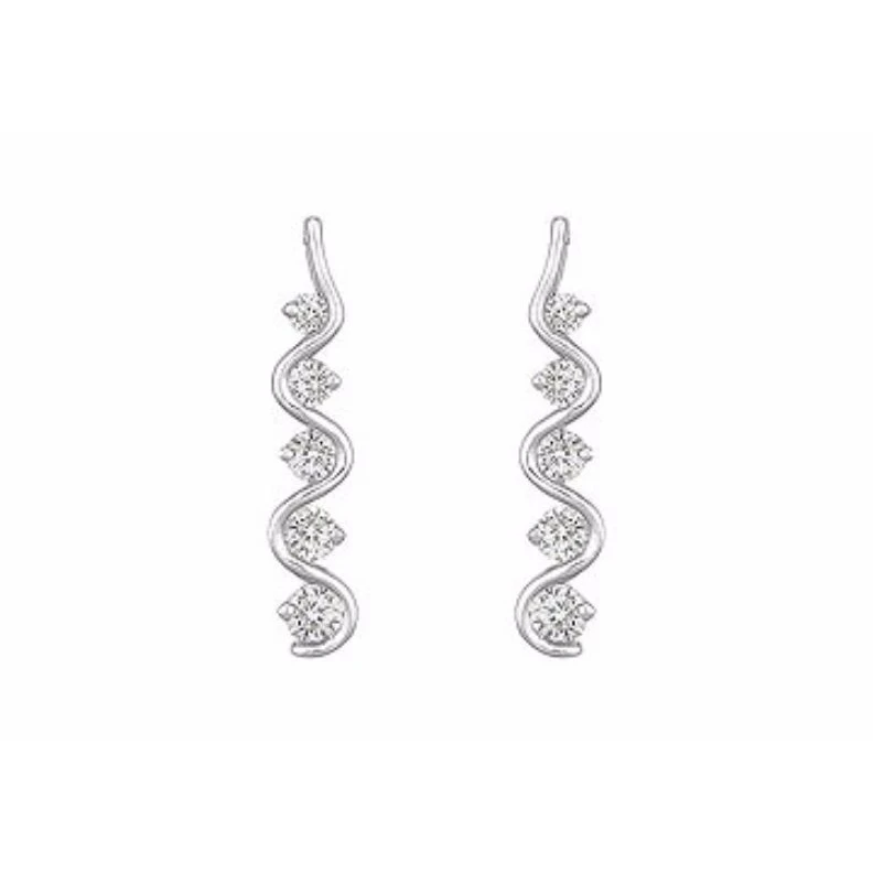 1 00 Ct круглой огранки кубического циркония 14 K White Gold путешествие серьги|Серьги| |