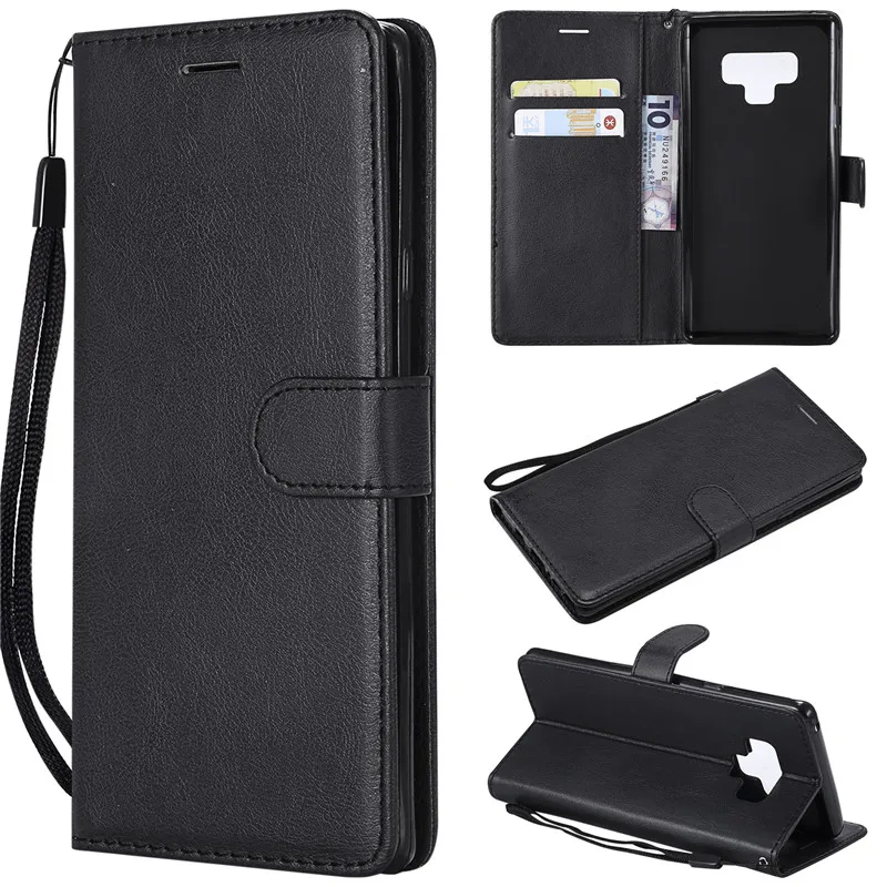

For Samsung Galaxy S5 S6Edge S7 S8 S9 S8Plus S9Plus Note3 4 Note8 Note9 Case Holster Flip Pure Color Leather Wallet PU CaseCover