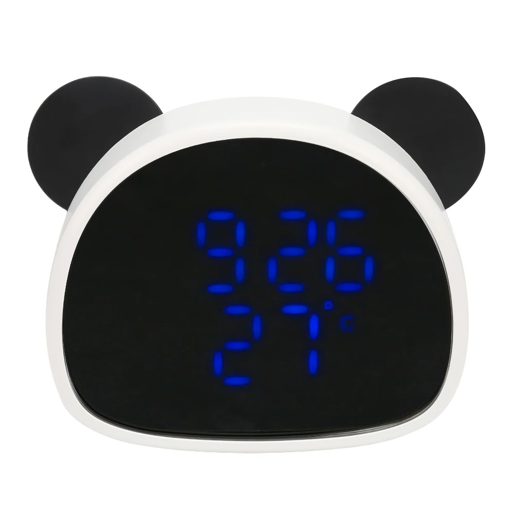 Cute Animal Shaped LED Digital Electronic Mirror Alarm Clocks USB