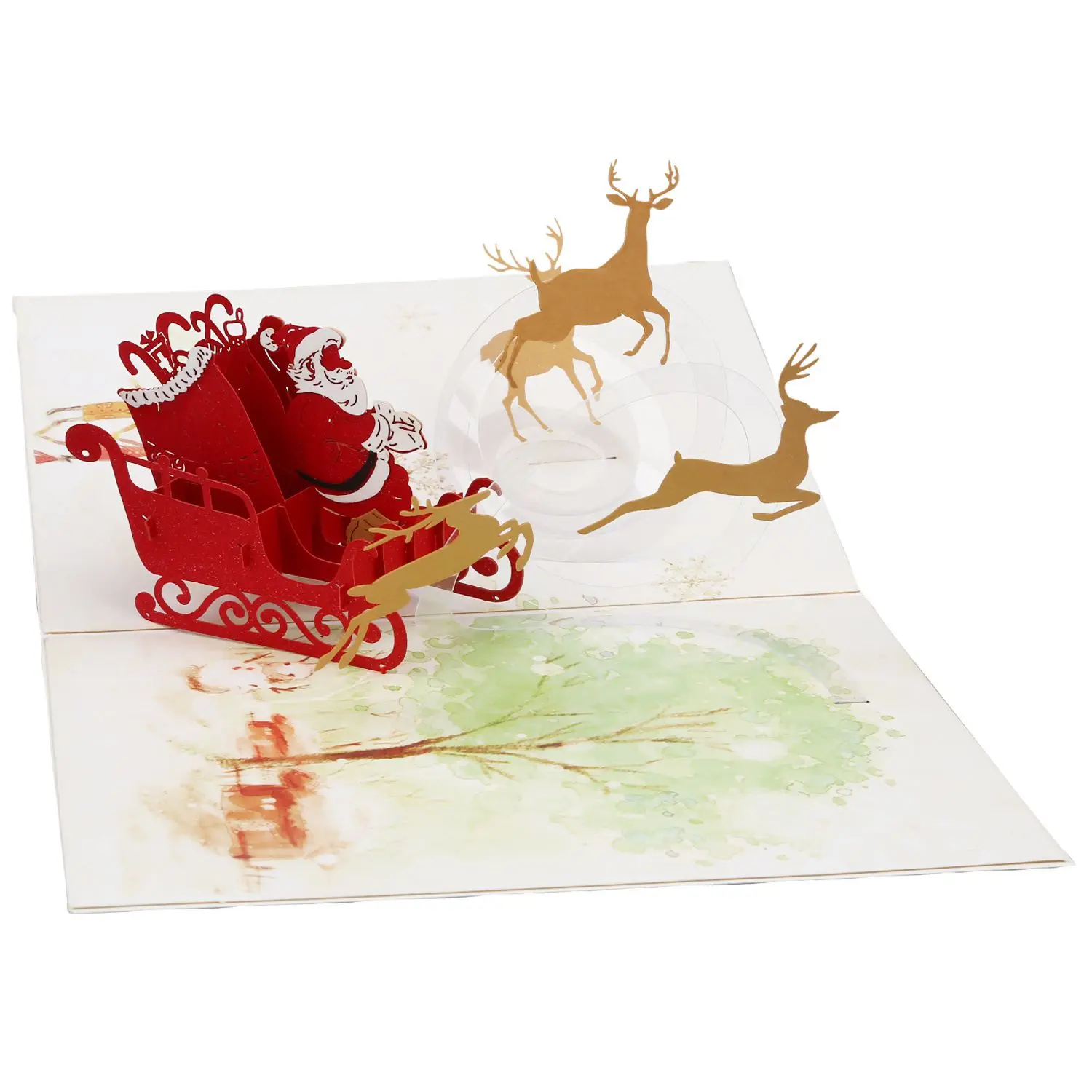 Счастливый олень автомобиль всплывающие карты 3D Рождество поздравительная открытка лазерная резка ручной работы с новым годом день