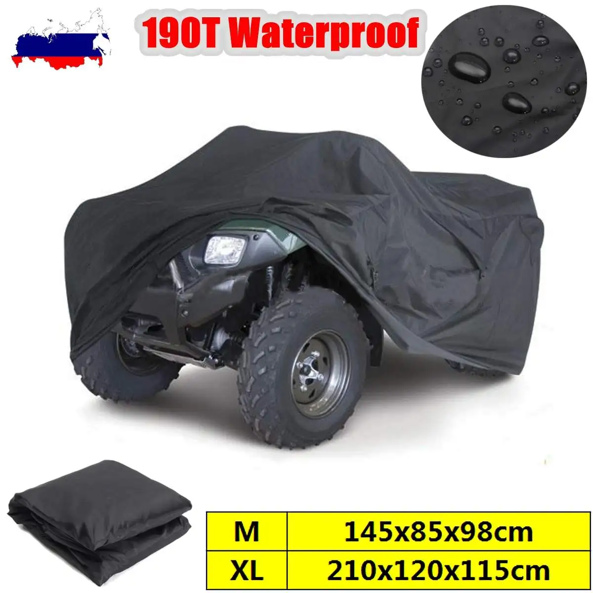 Tanie Quad ATV pokrywa czarny M XL 190T wodoodporna pokrywa Quad ATV pojazd skuter motocykl uniwersalny