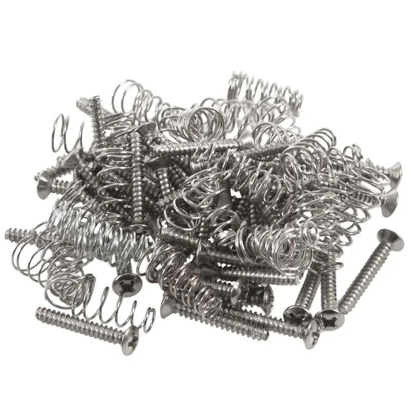 

ABGZ-50pcs Chrome Single Coil Pickup Screws & Adjust Height Springs For Guitar