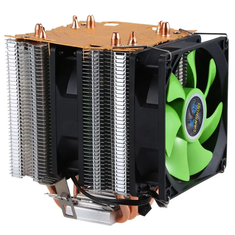 

Lan Shuo Pure copper 4 heat pipe for 1366 1155 775Intel/AMD CPU heat sink 3 wire lampless double fan