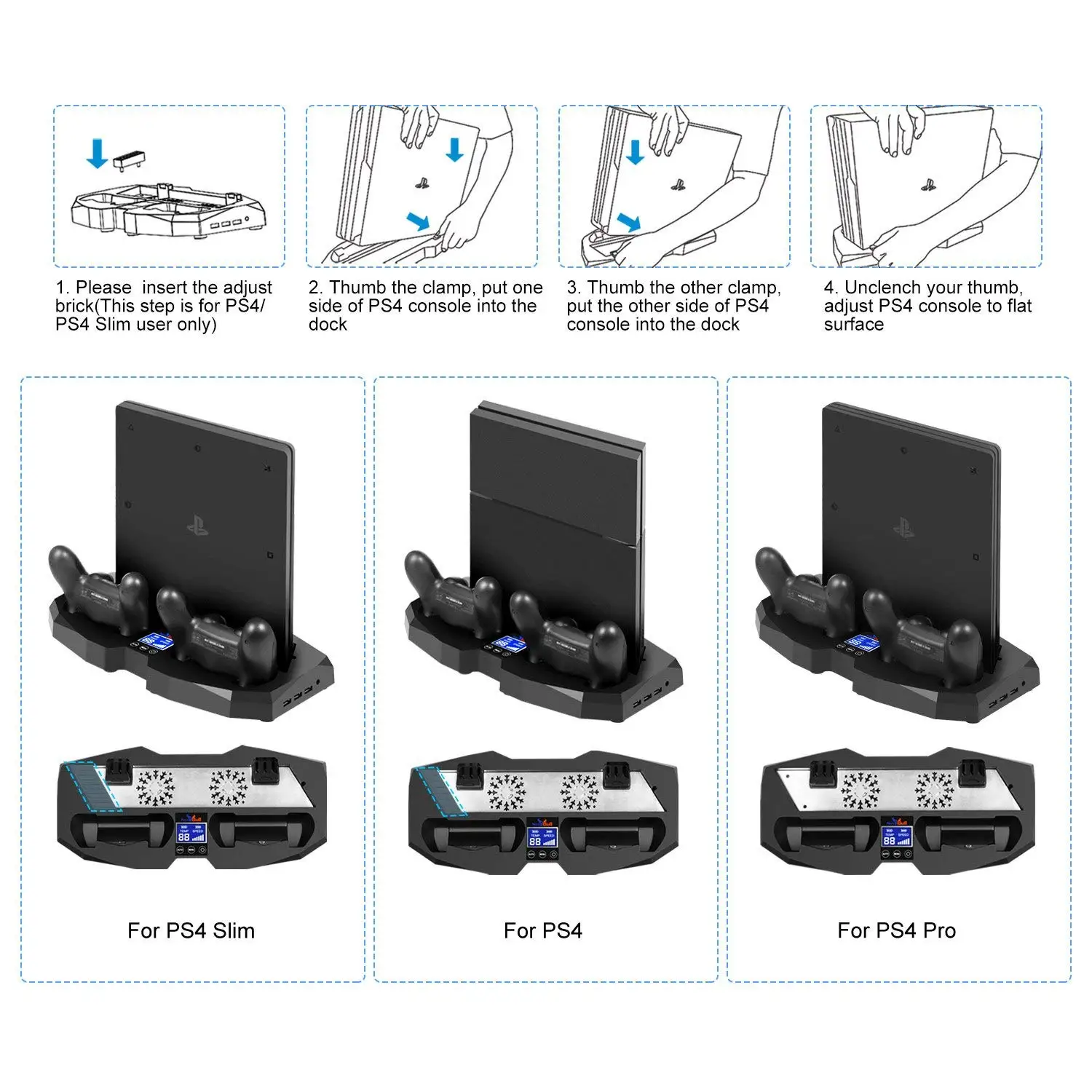 Вертикальная подставка для Игровые приставки 4 совместимый PS4/PS4 Pro & PS4 Slim) двойные