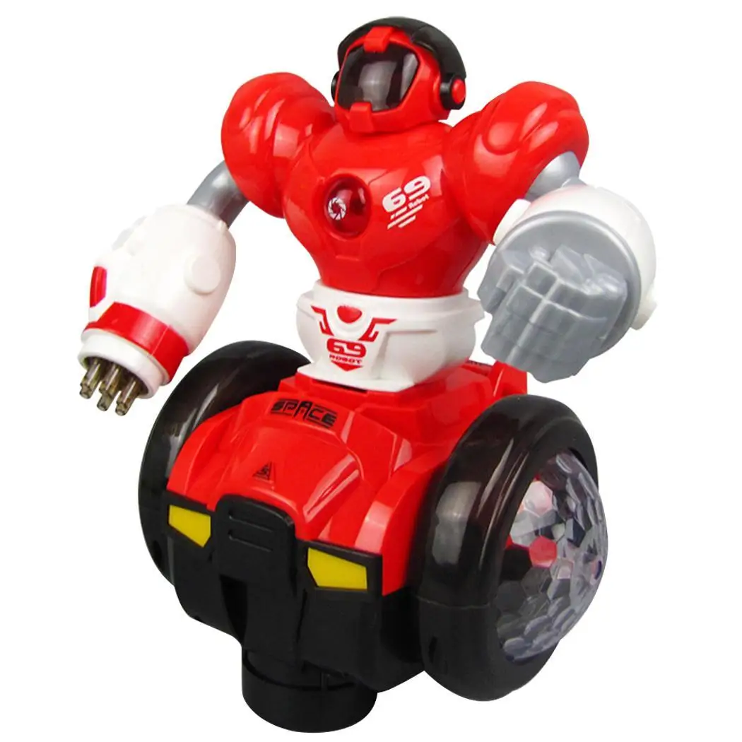 Fun Laser Robot Driving Electric Rotating Light Music move Model Toy easy disassembly For AA battery(not included) Random color