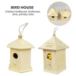Открытый сосновая древесина птица дом классический Pine Птичье гнездо коробка для небольших птицы Попугай разведение хомяк птица в гнезде