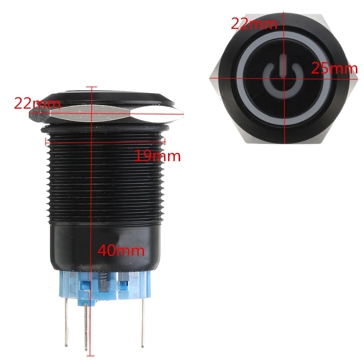 12 V 5Pin 19 мм светодиодный Металлический Кнопка запуска моментально переключается фиксирующийся выключатель переключатель Водонепроницаемый