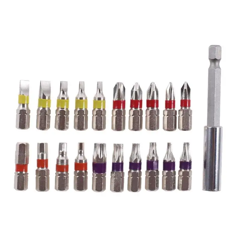 

20pcs 25mm Screwdriver Bit Set Kit 1/4in Hex Shank CRV Slotted Torx Hexagon