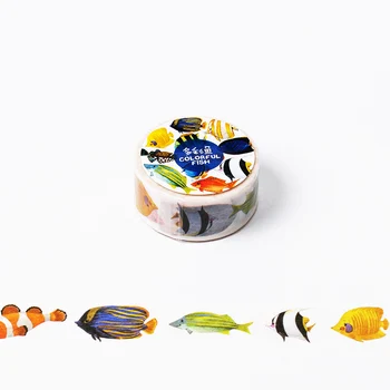 

2cm*8m t12ful Fish Cute w34 Masking Scrapbooking Stikcer Creative Adhesive Decoration Student Supplies Washi Tape