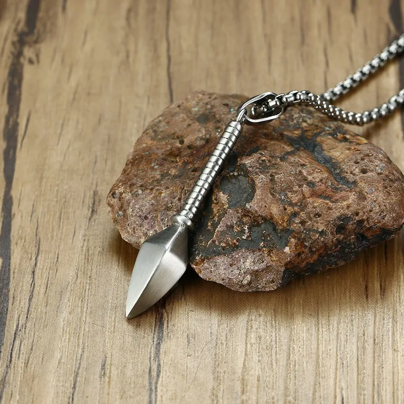 Мужское ожерелье Shuriken Spearhead серебряное черное золотое из нержавеющей стали в