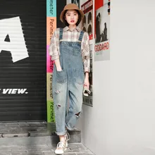 Европейская мода женские джинсы Весна Новые повседневные дикие женские комбинезоны однотонные джинсы женские свободные