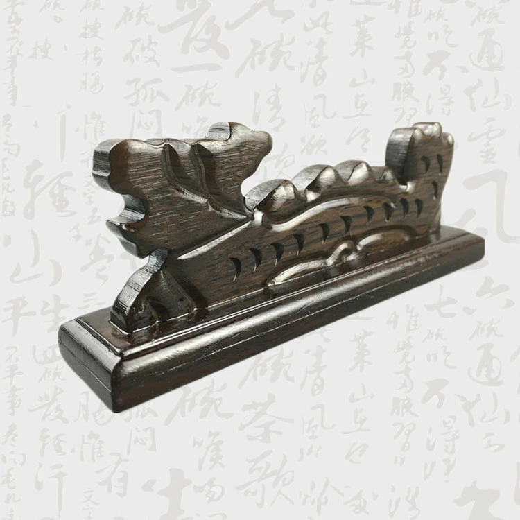  Dragon-shaped Penholder Durable Black Catalpa Practical Table Brush Holder Stationery Calligraphy T