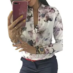 Модные цветочные кнопки с рисунками Топы 2019 новые осенние весенние блузки с длинными рукавами Повседневная праздничная одежда BOHO Blusas
