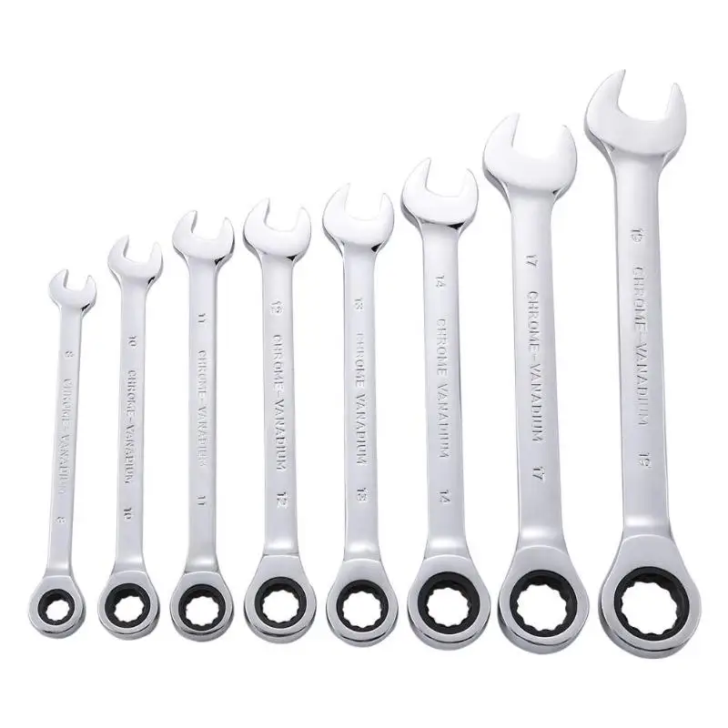 

8pcs/set 8-19mm Quick Ratchet Wrench Set Spanner Vehicle Repair Tool Kit