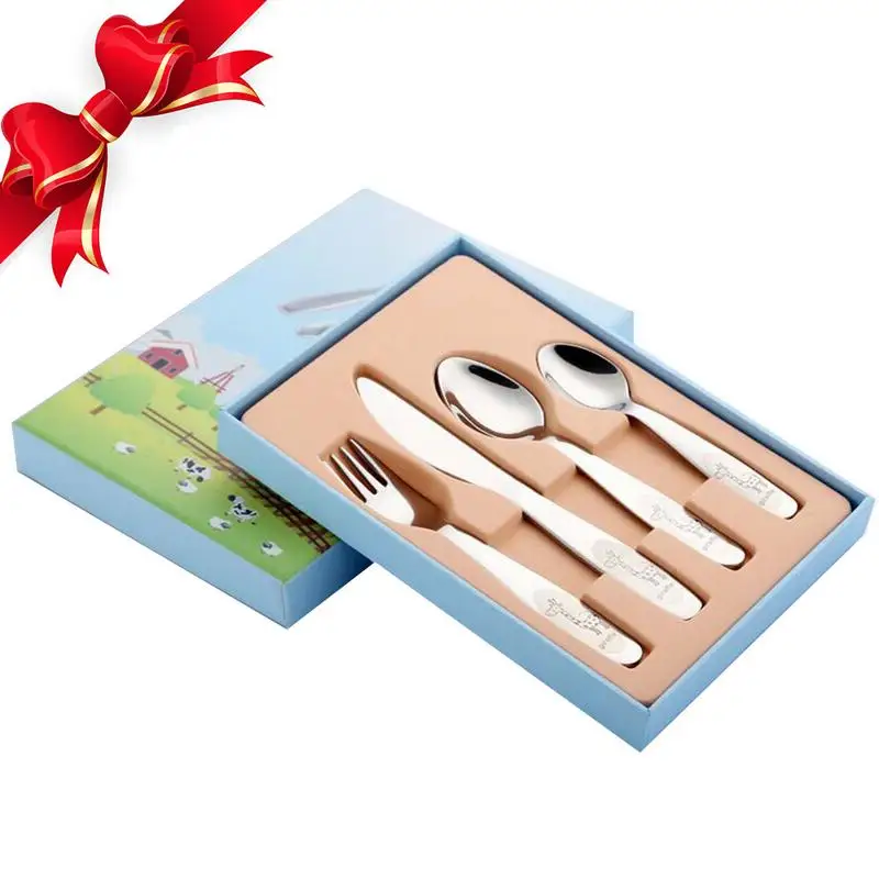 

4Pcs Dinnerware Baby Spoons Tableware Stainless Steel Children Flatware Feeding Forks Infant Cutlery Spoon For Baby Kid Utensils