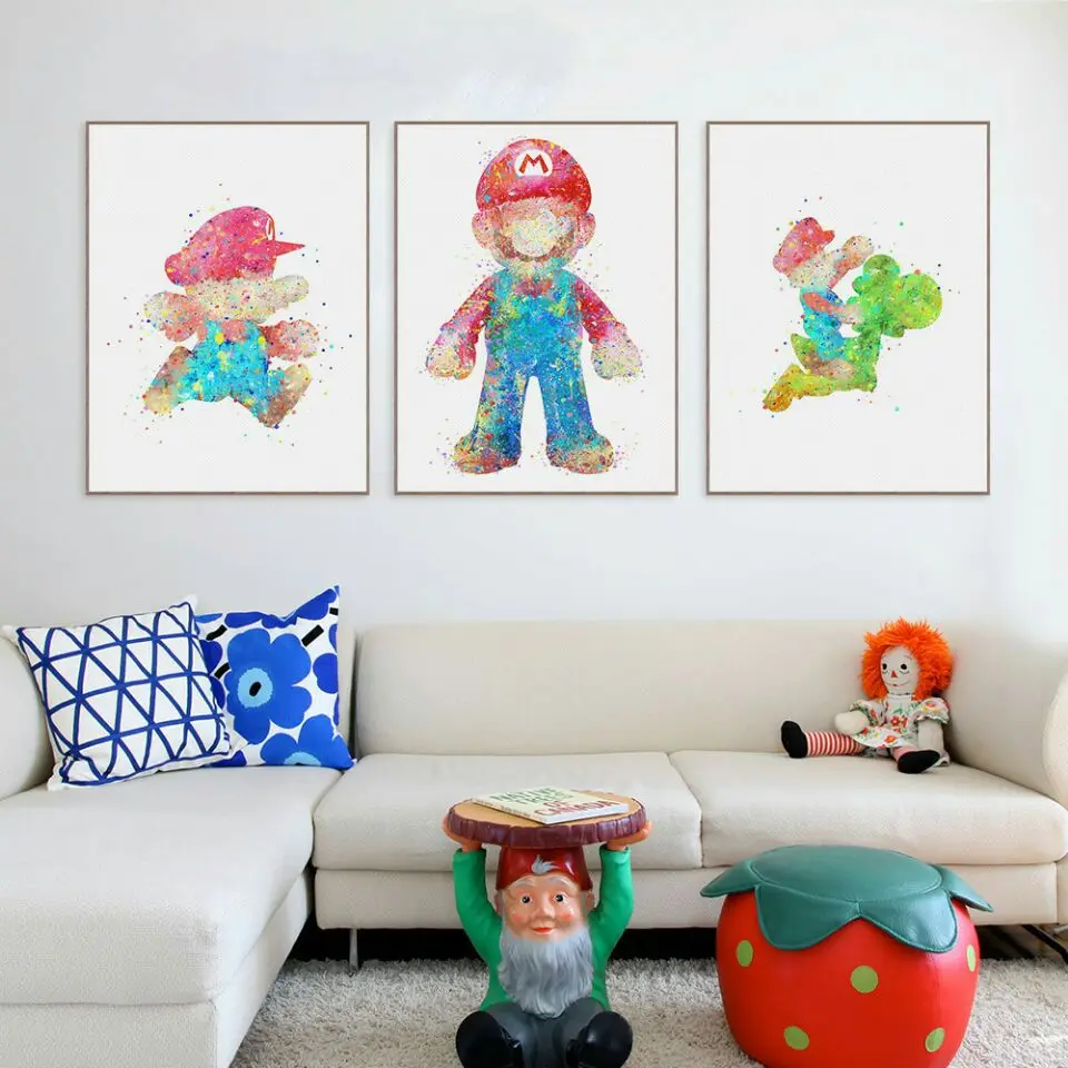 

Super Mario Canvas Painting Decoration for Kids Boys Wall Art Canvas Games Pictures for Living Room Posters and Prints Quadro