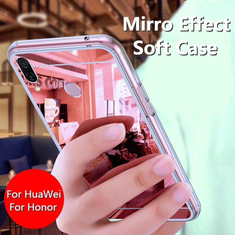 Зеркало Make Up чехол для huawei Y7 Pro Y9 Y8 Y6 Y5 Y3 чехол на Honor 8X 8C 8A 10 Lite 7A 7C Pro Max3 Мягкий силиконовый чехол