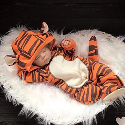 0-18M Baby Grow Newborn Infant Romper Hooded Tiger Jumper Boys Girls Animal Cosplay