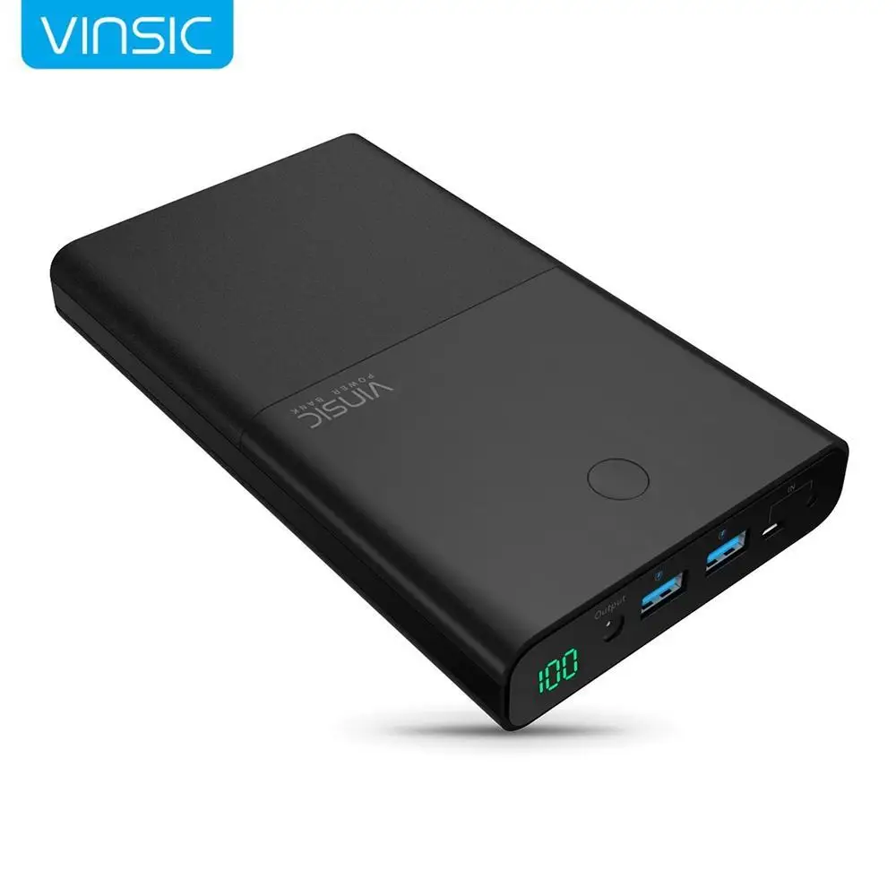 Vinsic 30000mAh Notebook Power Bank 4.5A 19V DC 2 USB Powerbank External Batery Charger for Laptops Notebooks Tablets iPhone