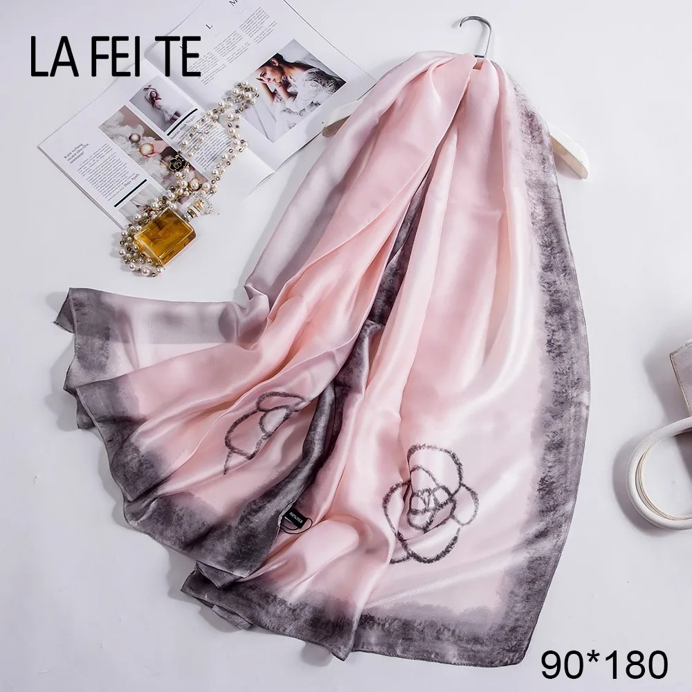 Ladies Long Chiffon Scarf Women Hijab 2019 Stole Shawl Foulard Femme Luxury Kerchief Hair Head Summer Satin Women Silk Scarf
