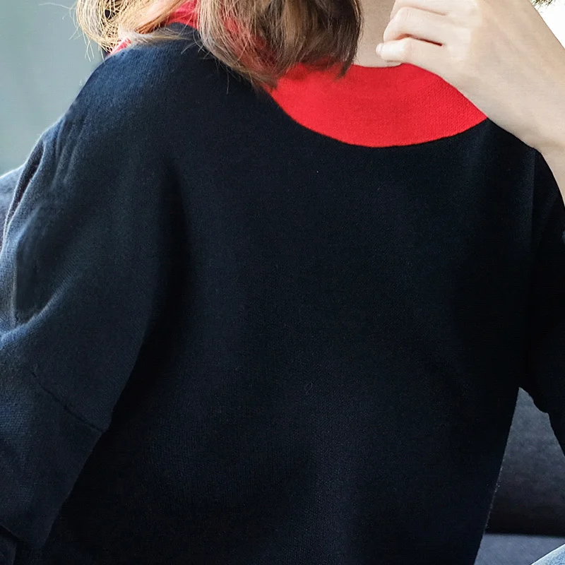 red Marca green Las Con Color Suéter 2018 La Capucha Otoño Invierno Larga Nuevo Mujeres De Casual Manga Black 1Tawdtt