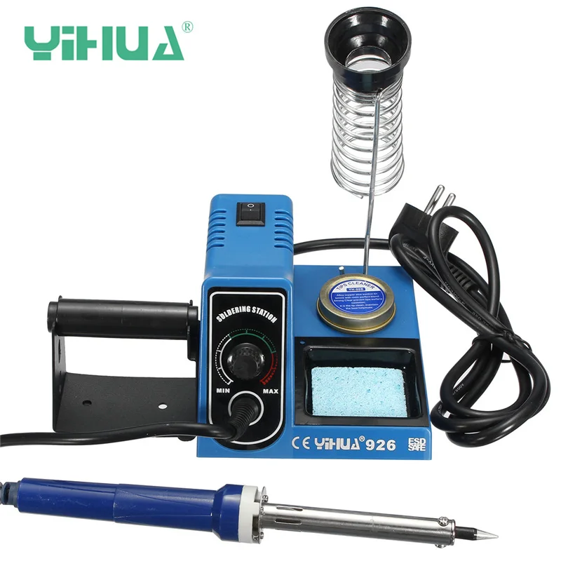 

YIHUA 926 220V 60W Electric Iron Adjust Temp Soldering Welding Iron Station Tip Cleaner Wire Holder Base