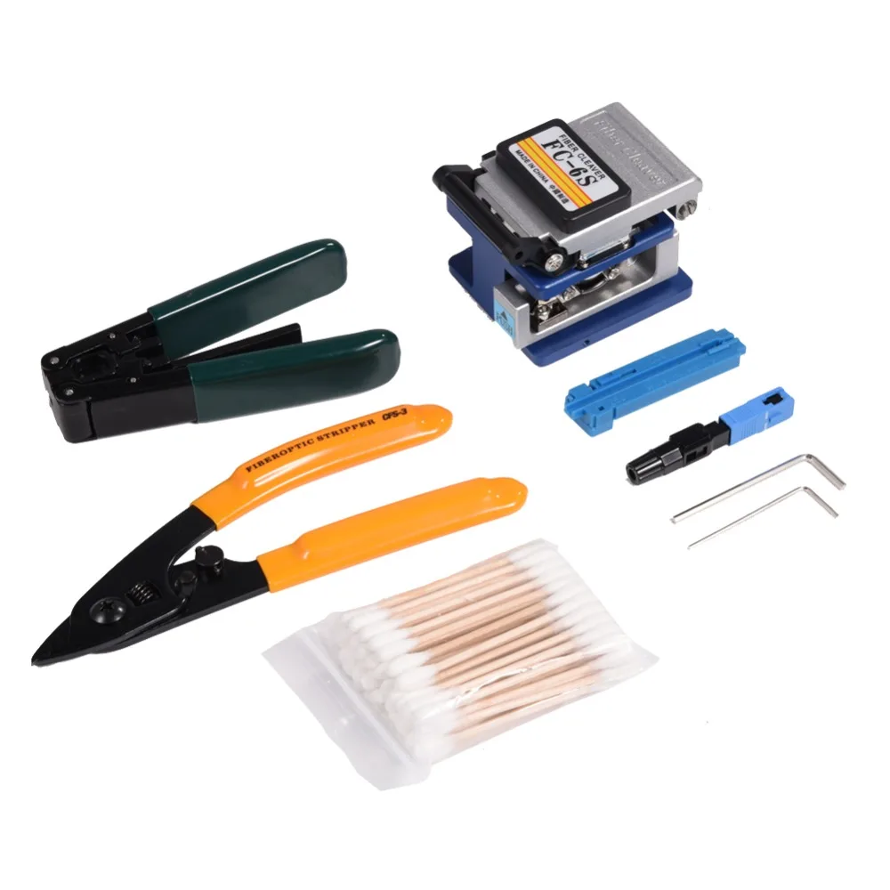 

FTTH Splicing Fiber Optic Stripping Tool Kit Set With Fiber Cleaver FC-6S For Electrical Fiber Cutting tools