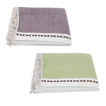

Tassel Cotton Linen Fabric Dust-Proof Tablecloth Table Cover Tabletop Decoration