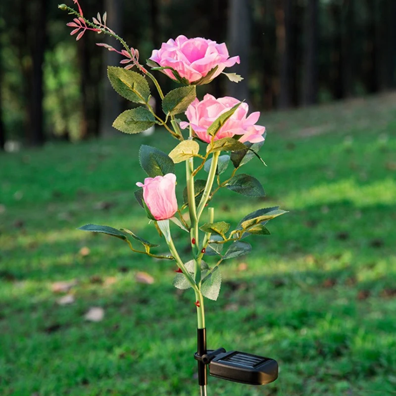 

Solar LED Rose Night Lights Led Pink Rose automatically Light Hotel Villa Decoration With Zero Power Consumption