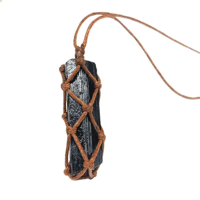 Natural Black Tourmaline Stone Pendant Crystal Hand-Woven Jet Stone Ore Radiation Protection Ornament Decoration Natural Black Tourmaline Stone Pendant Crystal Hand-Woven Jet Stone Ore Radiation Protection Ornament Decoration