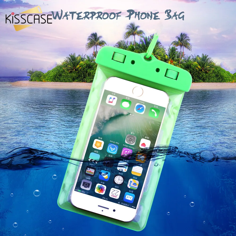 

KISSCASE Universal IPX8 Waterproof Case for iPhone X XS MAX XR 6 8 7 Plus Swimming Phone Case For Samsung Xiaomi Huawei Plus Bag