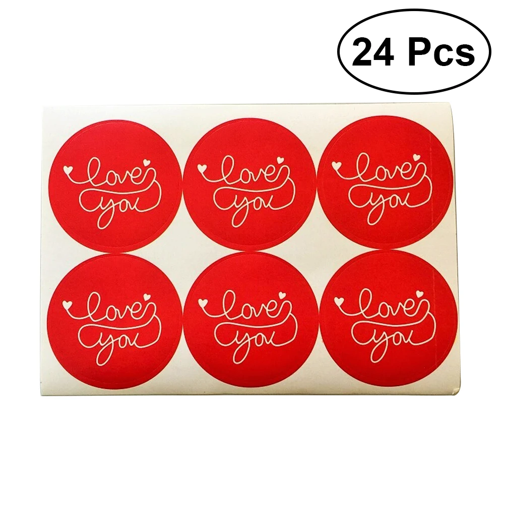

24Pcs Cookies Cake Package Label Round Seal Sticker Love You Adhesive Paper Sticker for Gift Baking Chocolate