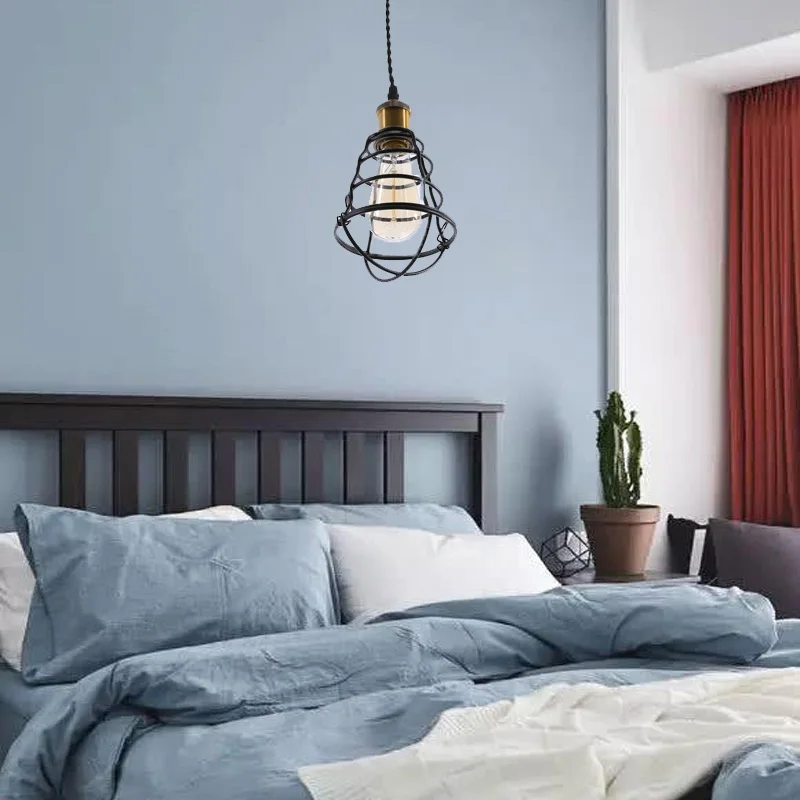 

Smuxi Home Industrial Vintage Cage Pendant Light Iron Art Pyramid Wrought Ceiling Lamp Suitable for E27 bulbs