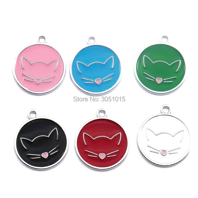 Wholesale 100Pcs Cute Personalized Dog ID Tags Pet  Plate For Animal Collar Accessories Keyrings Engraved Shop Name Metal craft