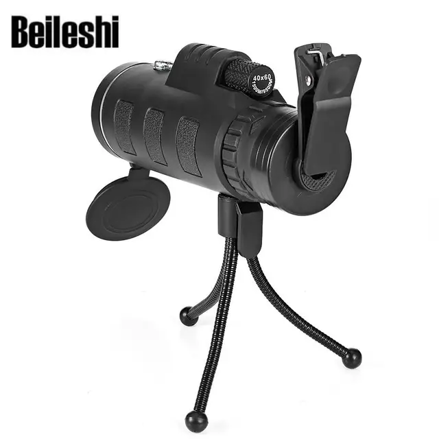 Beileshi 40X60 HD мини День ночного видения телескоп Монокуляр с штативом телефон клип Ручной оптический Монокуляр Открытый Кемпинг
