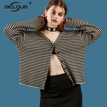 Женские кардиганы больших размеров в полоску, свитера, брендовые модные вязаные кардиганы с длинным рукавом, Женская Осенняя Повседневная Верхняя одежда