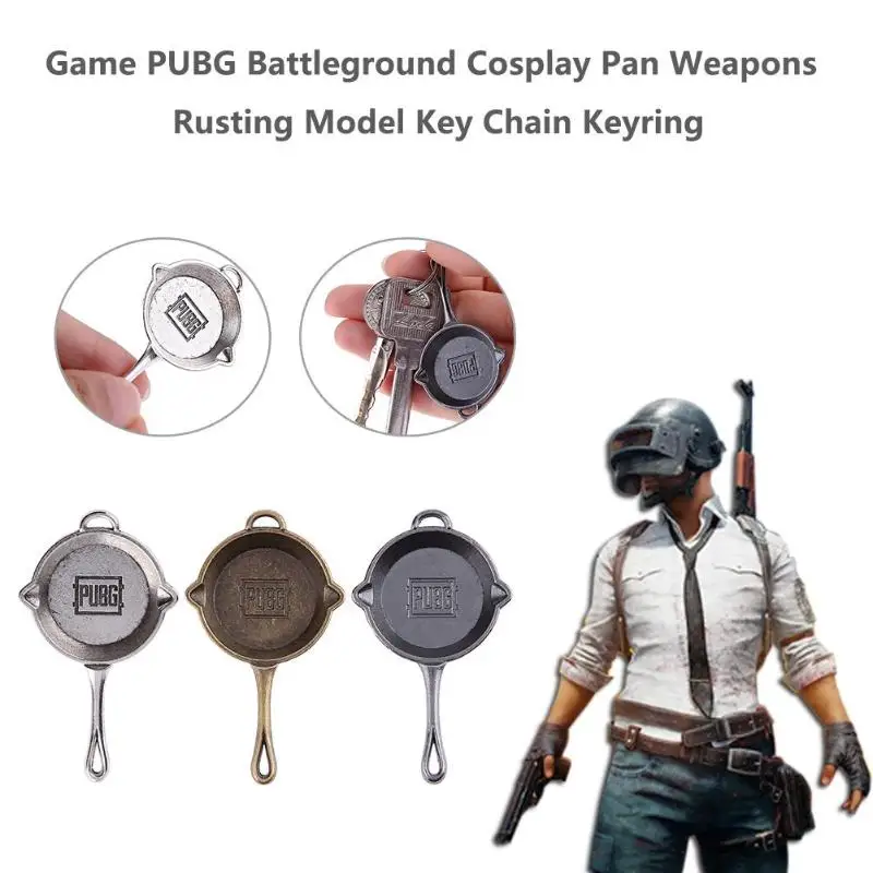 

Game PUBG Weapons Rusting Keychain Battleground Cosplay Pan Model Keyring Sniper Rifle Model Unknown Player's Key Buckle Jewelry