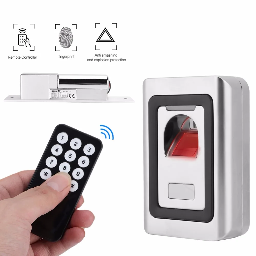 

Fingerprint Door Access Control Power Supply 2-Wire Electric Lock Exit Button Security System 2019 NEW
