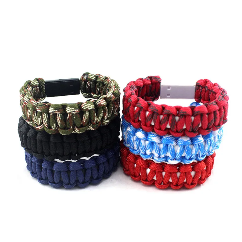 

New Pop Outdoor Braided Camouflage Micro USB Bracelet Fit iPhone Cable Charger Data Charging Sync Cord For Man Accessories Gift