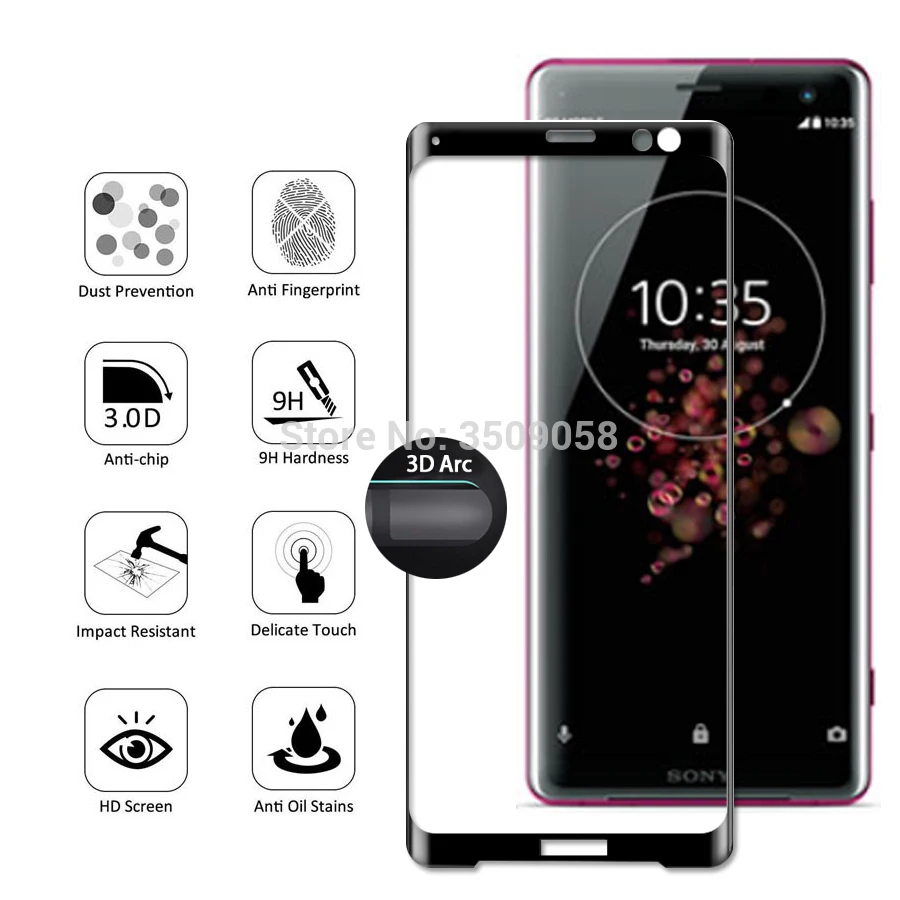 

3d curved protective glass on the for sony xperia xz3 screen protector tempered glass for sony 3xz protection glas film cover