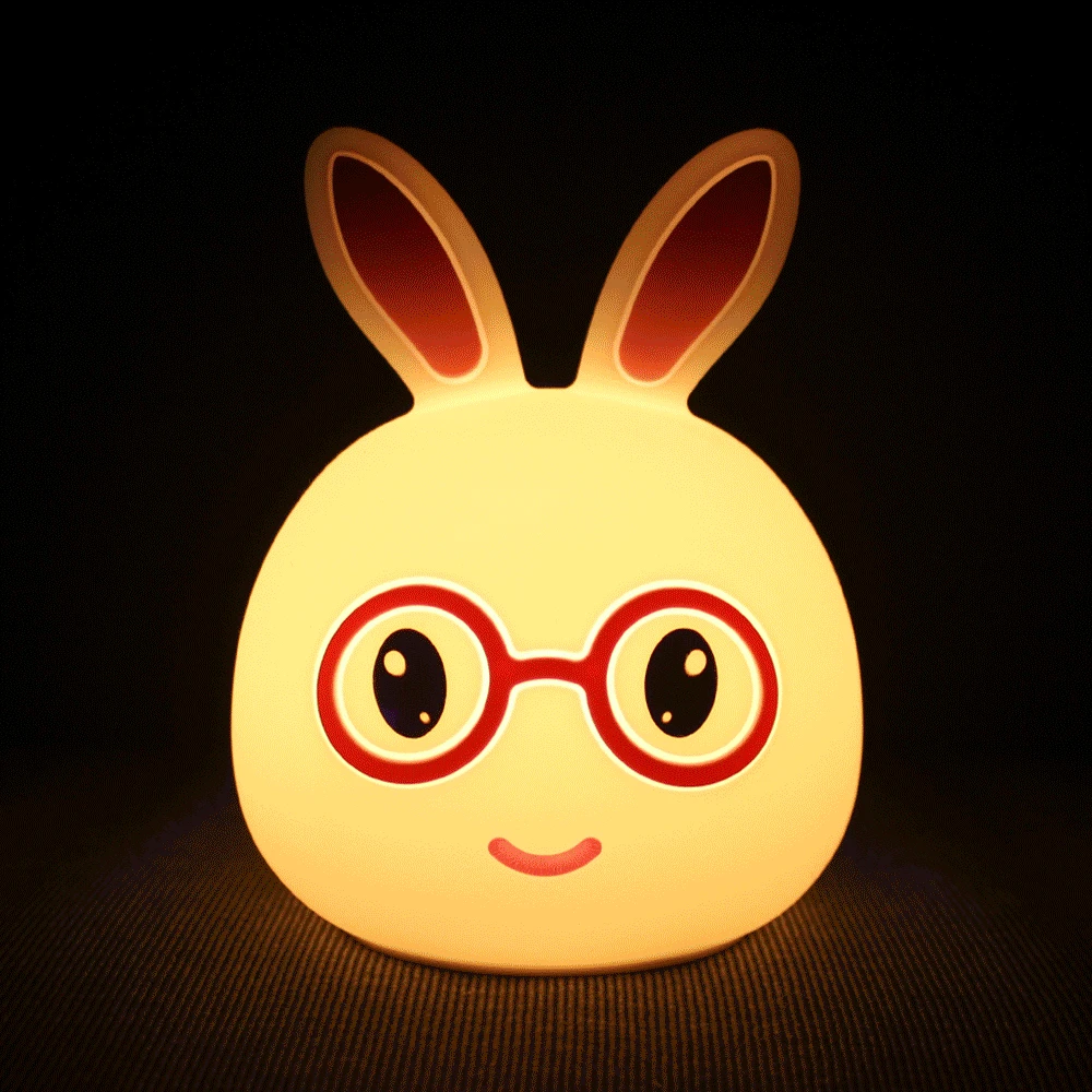 

New style Rabbit LED Night Light For Children Baby Kids Bedside Lamp Multicolor Silicone Touch Sensor Tap Control Nightlight