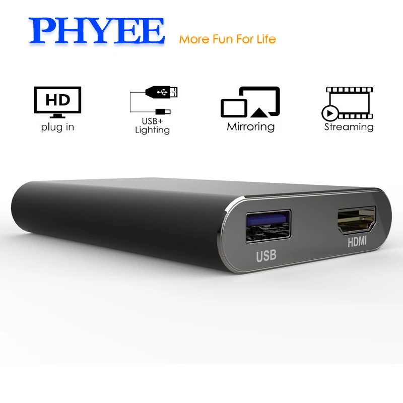 PHYEE Адаптер зеркального отображения автомобильного экрана USB Dongle Audio Video Plug and Play