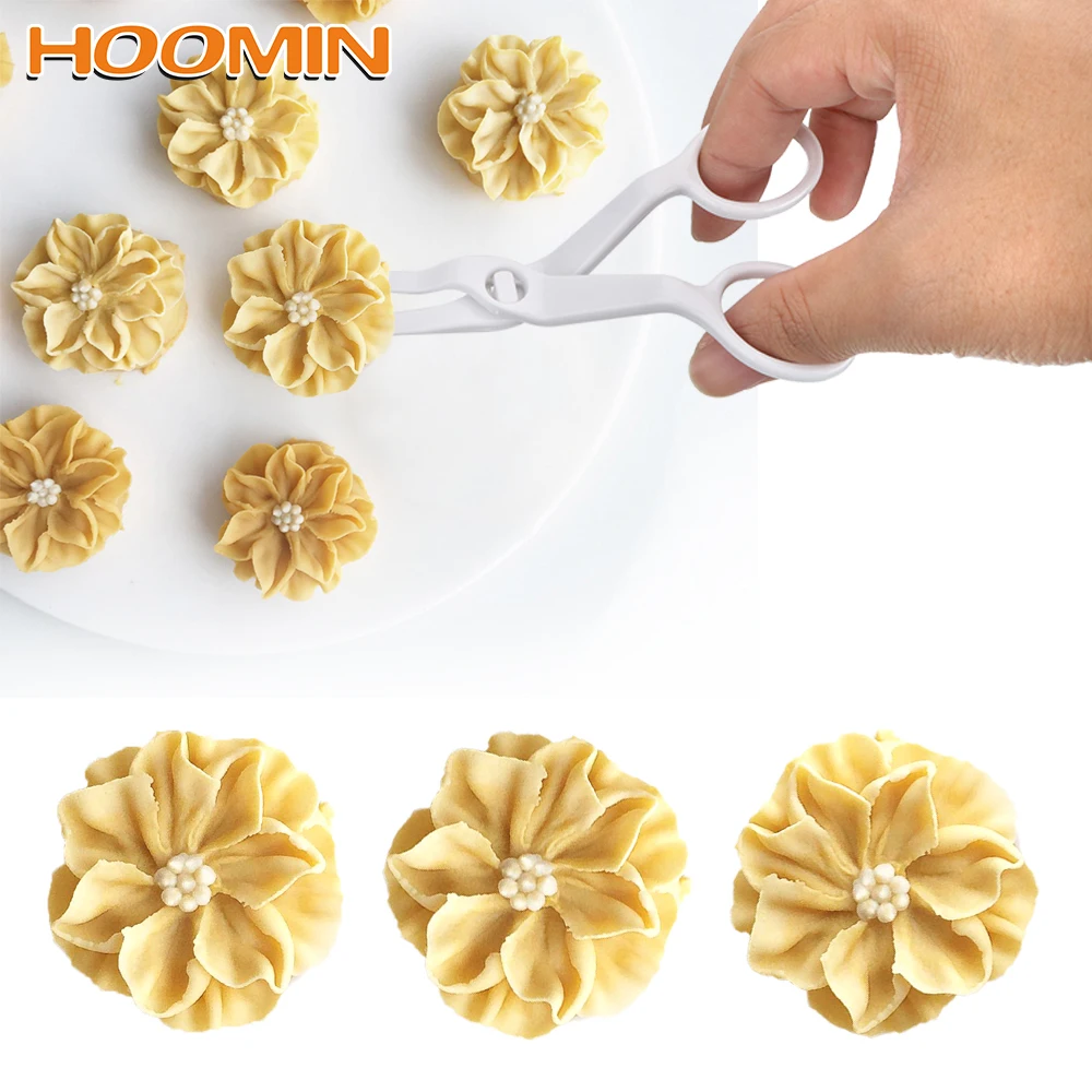 

HOOMIN Cake Flower Tray Plastic Scissors for Cream Flower Transfer Fondant Cake Decorating Tool Baking Pastry Tools