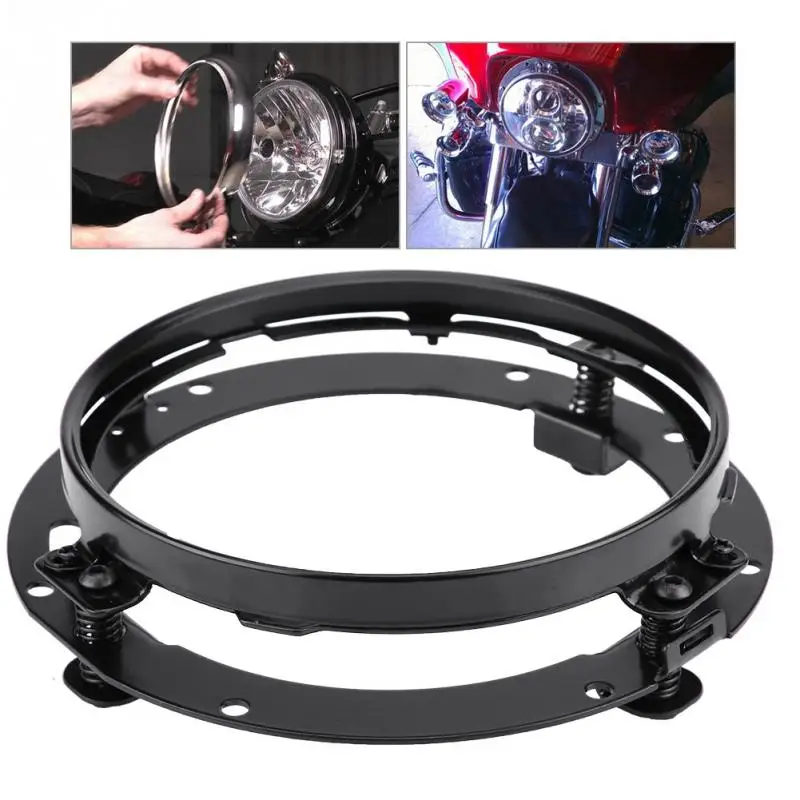 

7 inch Electroplated Black Headlight Extension Trim Ring Bracket Universal for Harley Motorcycle Round Mounting Bracket