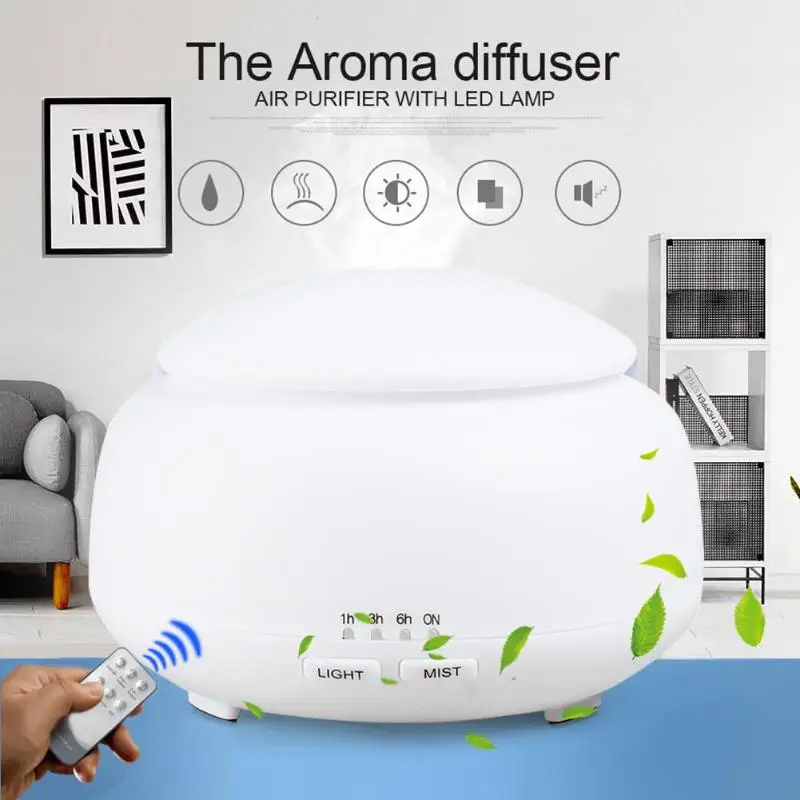 

300ml Ultrasonic Humidifier Wood Grain Aroma Essential Oil Diffuser Remote Control Air Humidifier Electric Aromatherapy Diffuser